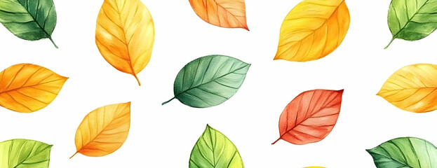 Obraz premium Autumn leaves pattern; white background; fall design