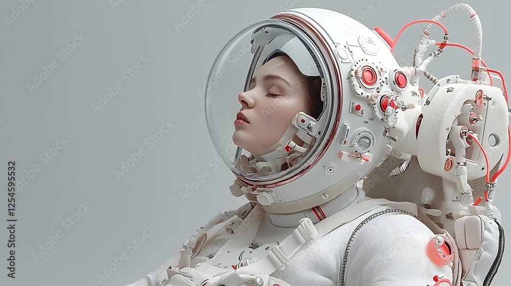 Poster Minimalist Astronaut Inspired Jumpsuit Blending Space Travel and Fashion Concepts  Futuristic and Sleek Design Showcasing the Intersection of Avant Garde Style