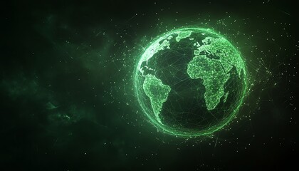 Obraz premium Abstract world globe with connected lines, representing global network, internet connectivity, and worldwide communication, digital design elements