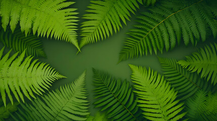 Naklejka premium Lush Green Fern Leaves Background Illustration
