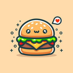 Hamburger Mascot Cartoon Vector Art, Illustration and Graphic