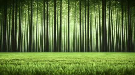 Fototapeta premium Serene Forest 3D Render Grassland Background