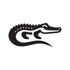 2d crocodile logo on a white background