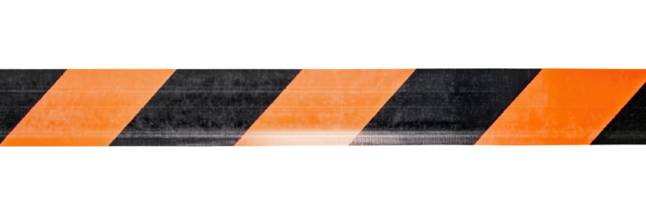 Black and orange warning tape isolated on transparent background