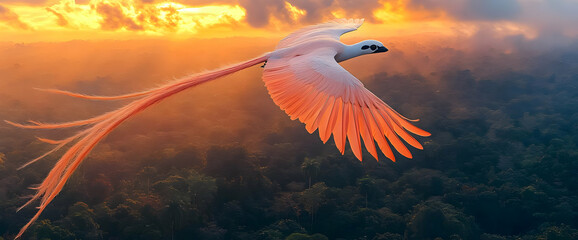 Fototapeta premium Majestic Bird In Flight During Sunrise