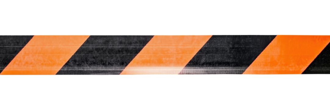 Black and orange warning tape isolated on transparent background