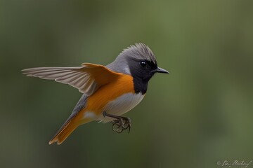 Male Daurian Redstart in flight