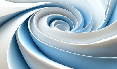 3D White and Blue Swirl Design, Generative AI