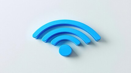 Abstract Blue Wifi Symbol On Light Grey Background