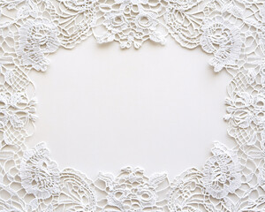 white lace border on a white background - elegant romantic design  for wedding or special occasion invitations or greeting cards