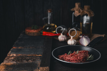 Ground meat, concept of cooking tasty meat food