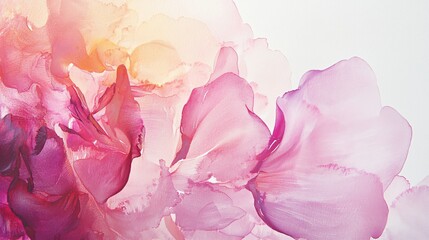 Obraz premium Delicate Watercolor Flower Painting in Pink and Orange Hues with Soft and Dreamy Aesthetic