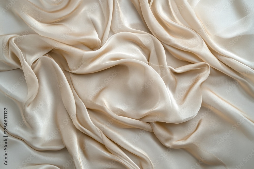 Fototapete Soft and elegant flowing silk fabrics on a neutral background with gentle lighting for creative projects. Generative AI