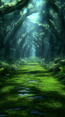 Fototapeta premium Enchanted Forest Path 3D Illustration