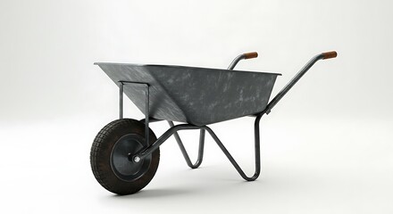 Isolated Empty Wheelbarrow on White Background Represents Garden Work Tool