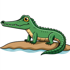 Fototapeta premium Gharial Basking on Riverbank: Detailed Snout and Textured Scales