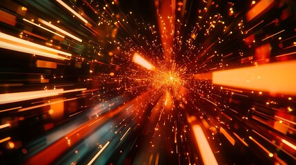 Naklejka premium Hyperspace Journey: A Visual Representation of Light Speed Travel Through the Cosmos