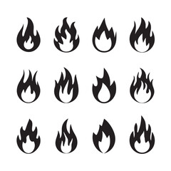 A collection of silhouette black flame tatoo patterns against a white background. 