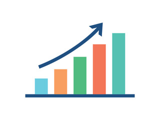 Business graph chart. A vibrant colorful graph with an upward-trending line and an arrow pointing upward, illustrating growth, symbolizing business success, economic progress .Vector illustration.