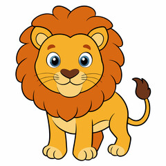 Adorable Lion Illustration . Cute Lion Drawing  and Cartoon Art.