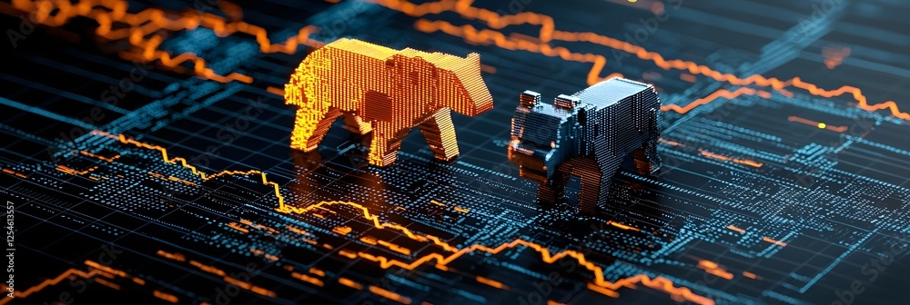 Leinwandbilder visualizing the dynamic trends and fluctuations of the financial market through an interactive digit