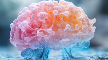 Abstract Brain Shaped with Soft Pastel Colors and Foam Texture. Generative AI