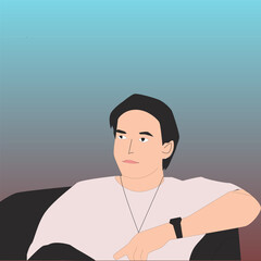 a man sitting wearing a watch