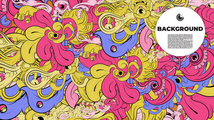 Colorful doodle art with various elements. it is suitable for background, book cover, cover, template, flayer, summer project. it is also useful for coloring book project.