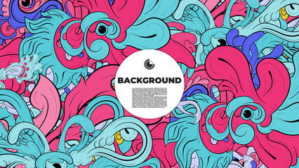 Colorful doodle art with various elements. it is suitable for background, book cover, cover, template, flayer, summer project. it is also useful for coloring book project.