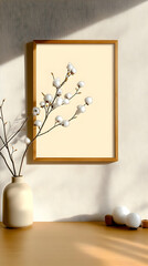 Minimalist Cotton Branch and Frame Illustration