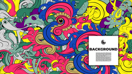 Colorful doodle art with various elements. it is suitable for background, book cover, cover, template, flayer, summer project. it is also useful for coloring book project.