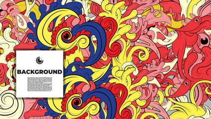 Colorful doodle art with various elements. it is suitable for background, book cover, cover, template, flayer, summer project. it is also useful for coloring book project.