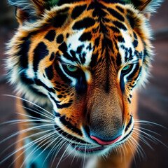 Fototapeta premium The AI ​​produces a tiger head with stripes