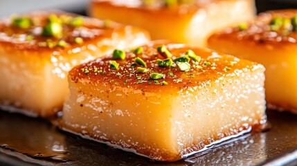 Delicious Sweet Treat with Pistachios on Top. Generative AI