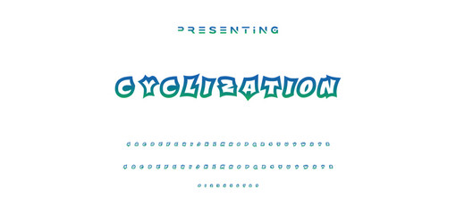 Editable text style effect - Graffiti text style theme. Graffiti alphabet. graffiti letters. uppercase letters with drips, and spray effect. Graffiti font.