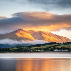 Golden Sunrise Mountain Lake
