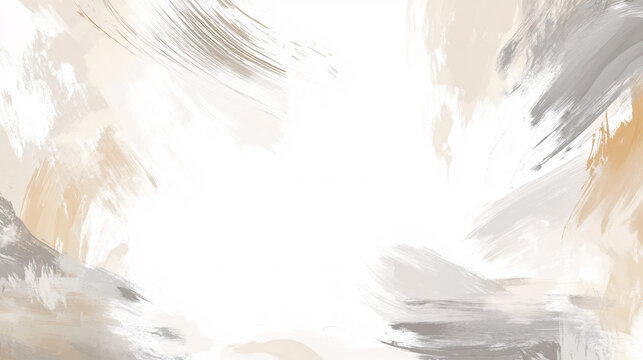 abstract neutral watercolor background with grey white and brown brush strokes