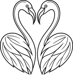 Obraz premium Elegant Pair of Flamingos Forming Heart Shape Outline