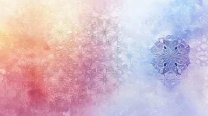 Fototapeta premium A soft, pastel-colored Arabic background with intricate geometric and arabesque designs, isolated on a white background