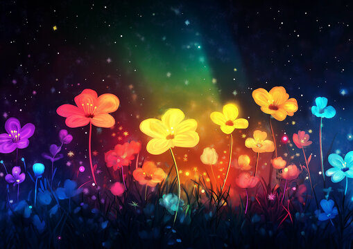 abstract background with colorful flowers