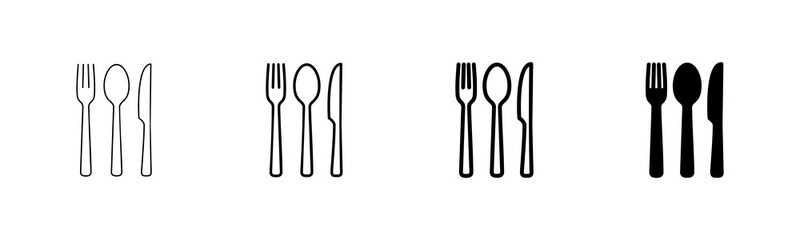 Fork, Spoon, and Knife isolated on white background. Restaurant icon. food icon. Eat. Cutlery icon.