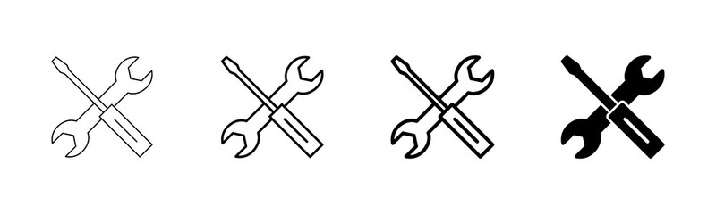 Repair icon vector isolated on white background. Wrench and screwdriver icon. settings vector icon. Maintenance. tools