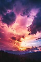 Obraz premium ピンクと紫の夕焼け空