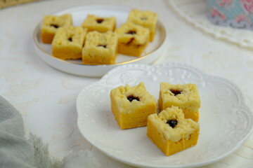 Popular cookies in Malaysia during celebration of Eid Mubarak (Hari Raya) on white isolated background called jam cookies