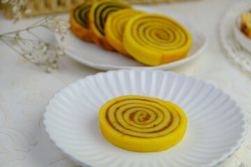 Lapis Legit Gulung is Indonesian Traditional Thousand Layered Cake Roll.