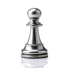 High quality  silver pawn chess piece isolated on white background. pawn png illustration on white 