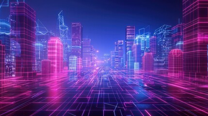 Fototapeta premium Neon Cityscape: A Futuristic Vision of Urban Life