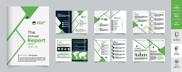 Business bifold brochure template green and black color concept , Modern bifold brochure template for your business