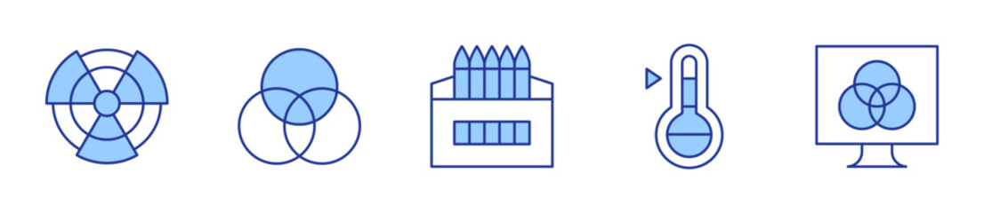 colored pencils, colour, color wheel, rgb print. Color Icon vector illustration. Line Duotone style. Editable stroke