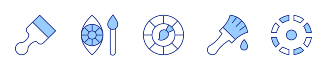 selection, color palette, brush, theme. Color Icon vector illustration. Line Duotone style. Editable stroke